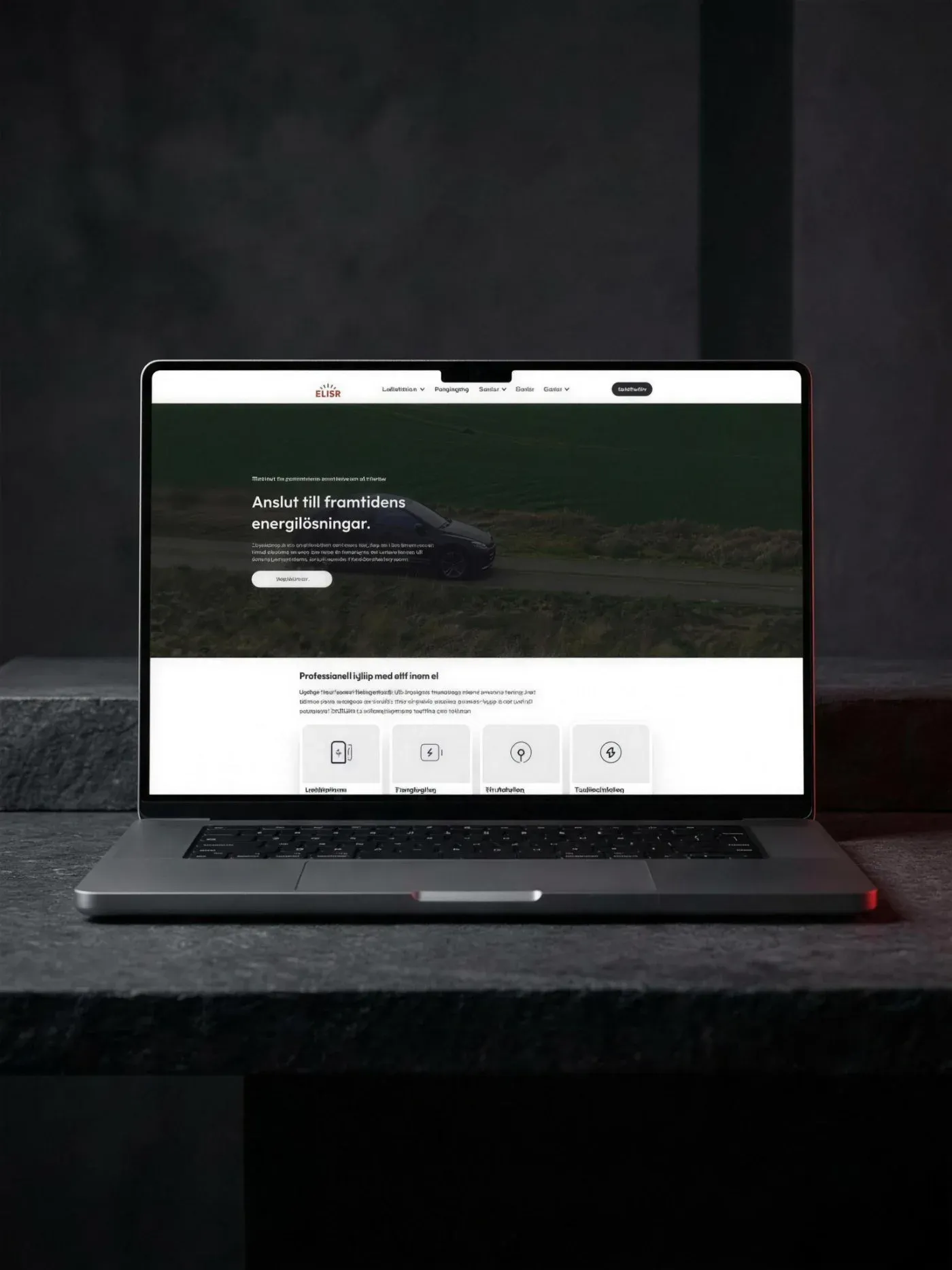 EL13R:s sajt visad på en laptop