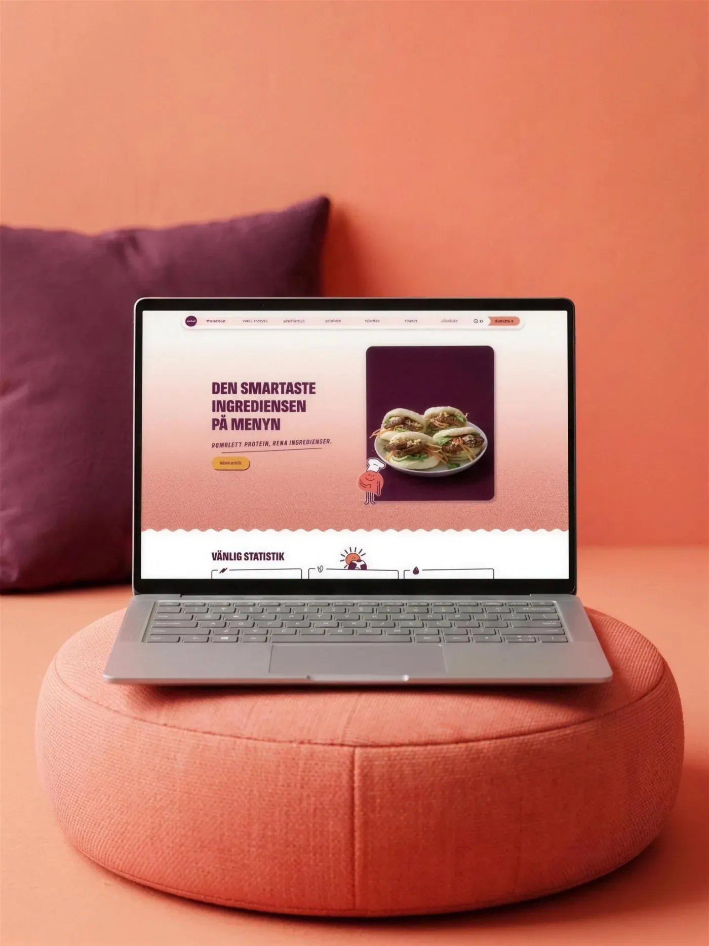 Millows sajt visad på en laptop
