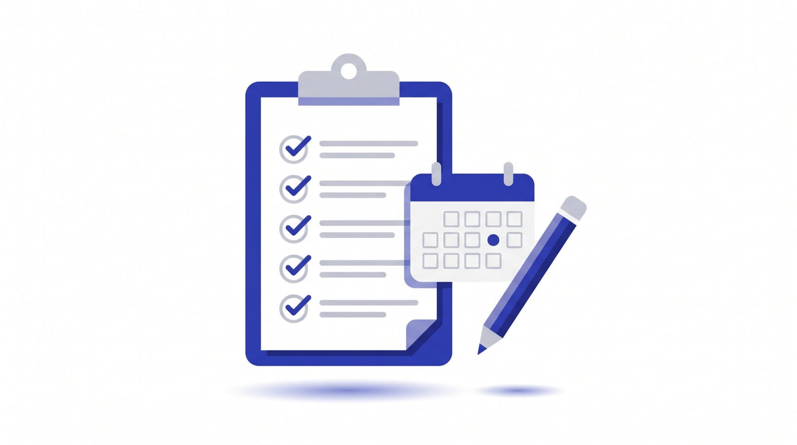 Checklista med ikryssade punkter och en kalender, en plan för on-page seo